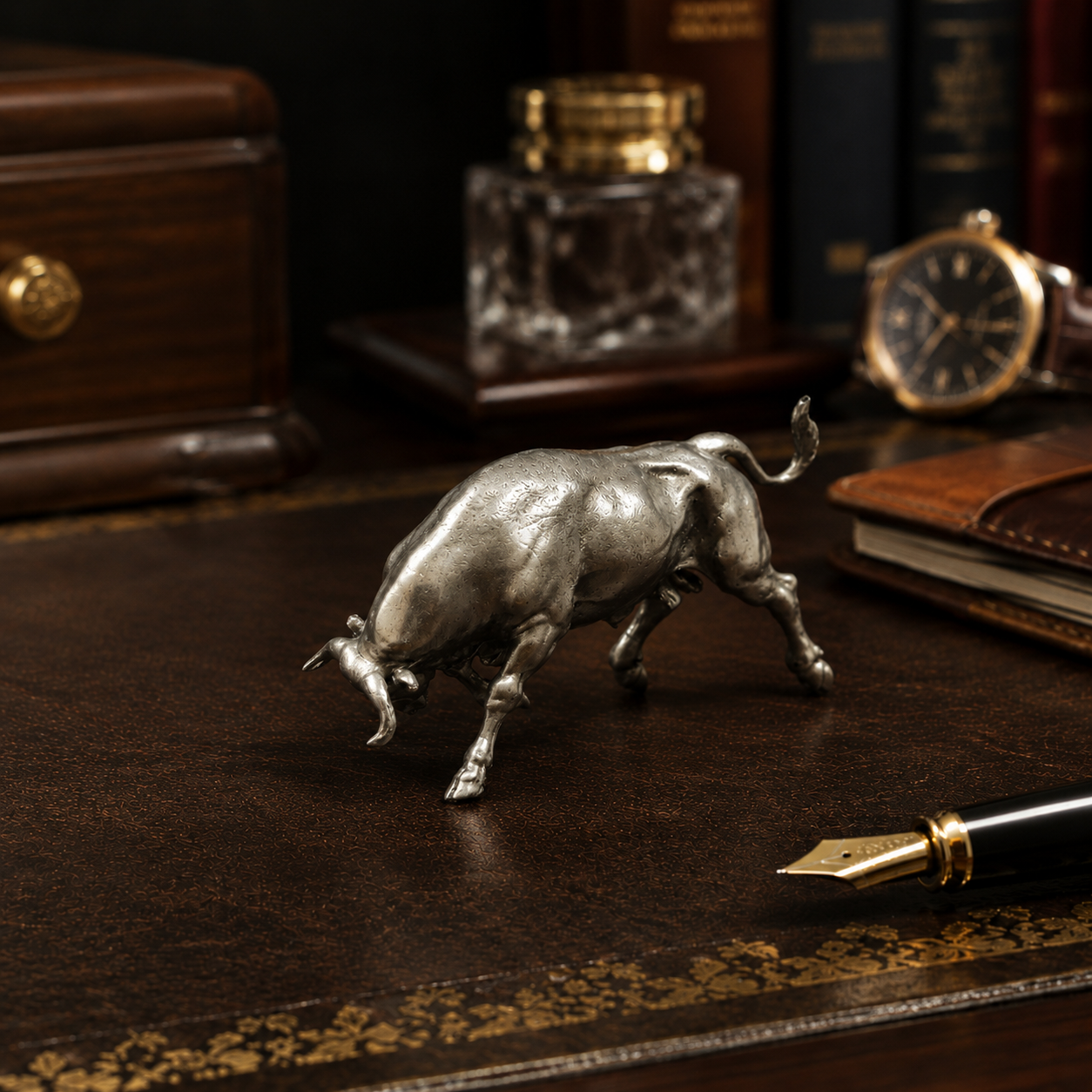Vintage Copper Wall Street Bull - Desktop Ornament
