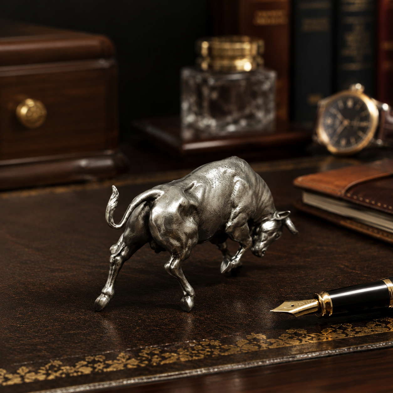 Vintage Copper Wall Street Bull - Desktop Ornament