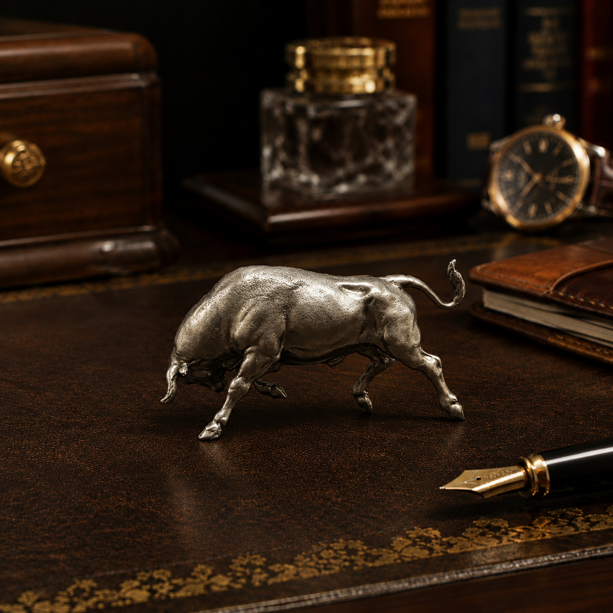 Vintage Copper Wall Street Bull - Desktop Ornament