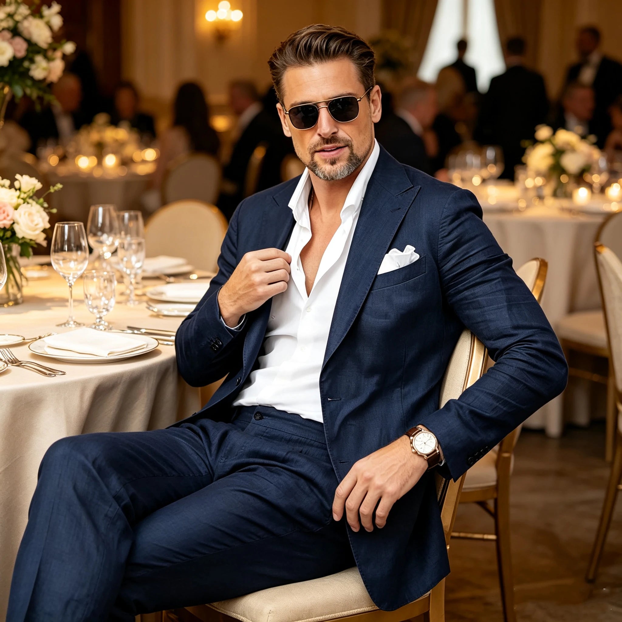 Riviera Linen Suit, Single Breasted
