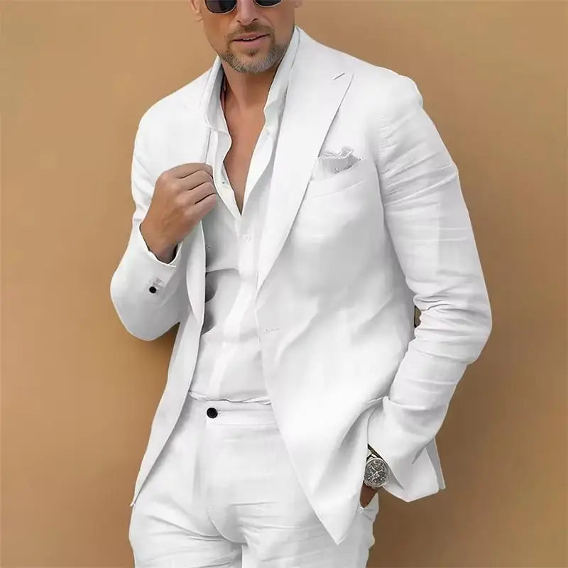 Riviera Linen Suit, Single Breasted