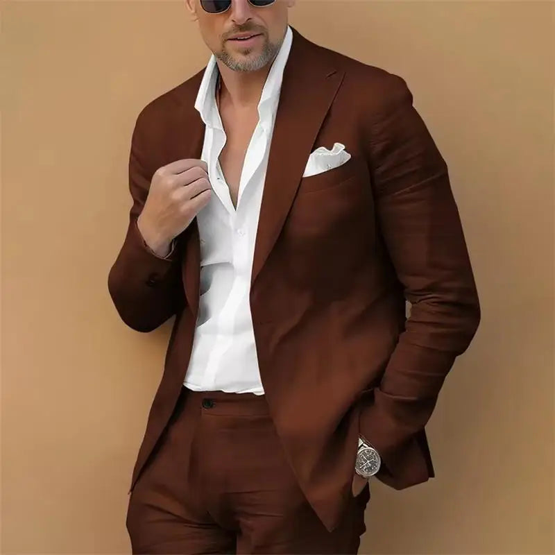 Riviera Linen Suit, Single Breasted