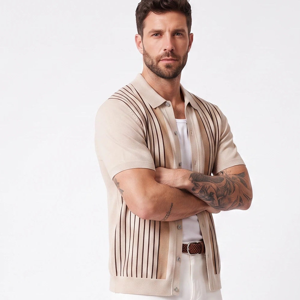 Brookline Knitted Button Down Polo
